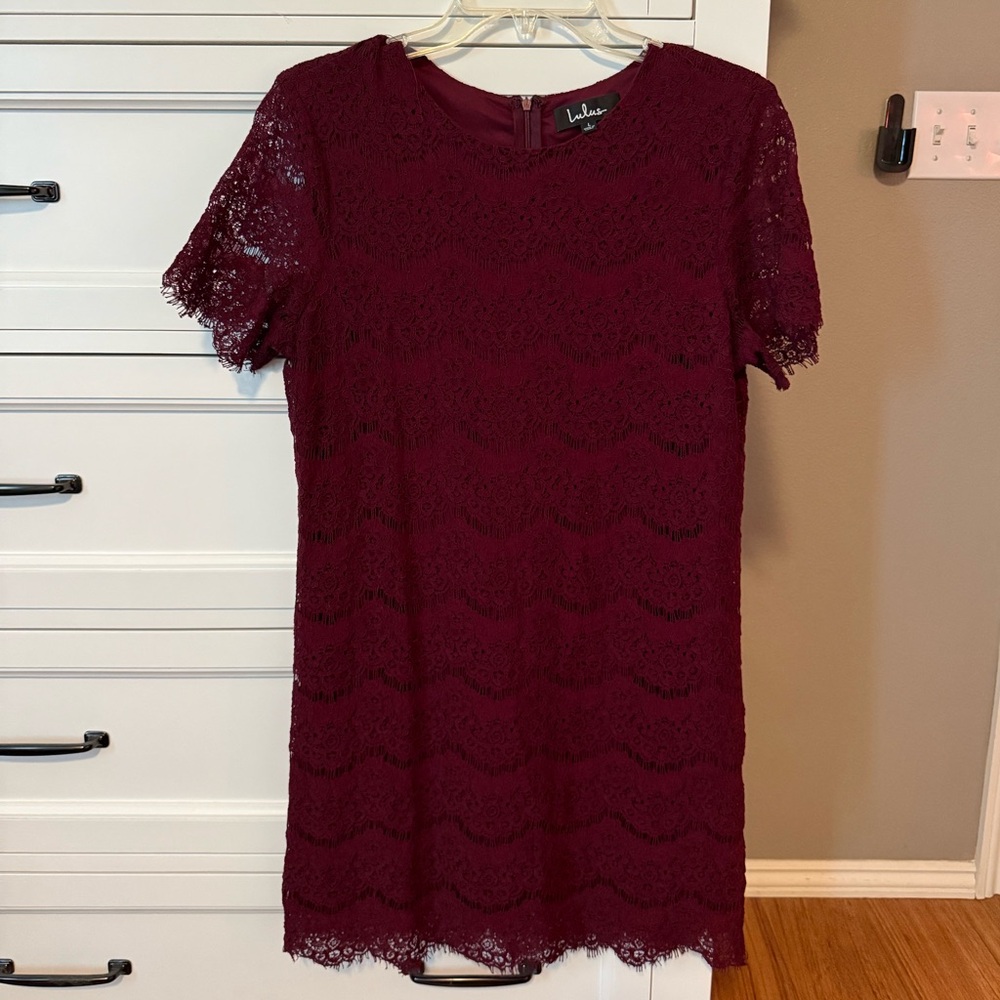 Lulu's Deep Red Lace Mini Dress